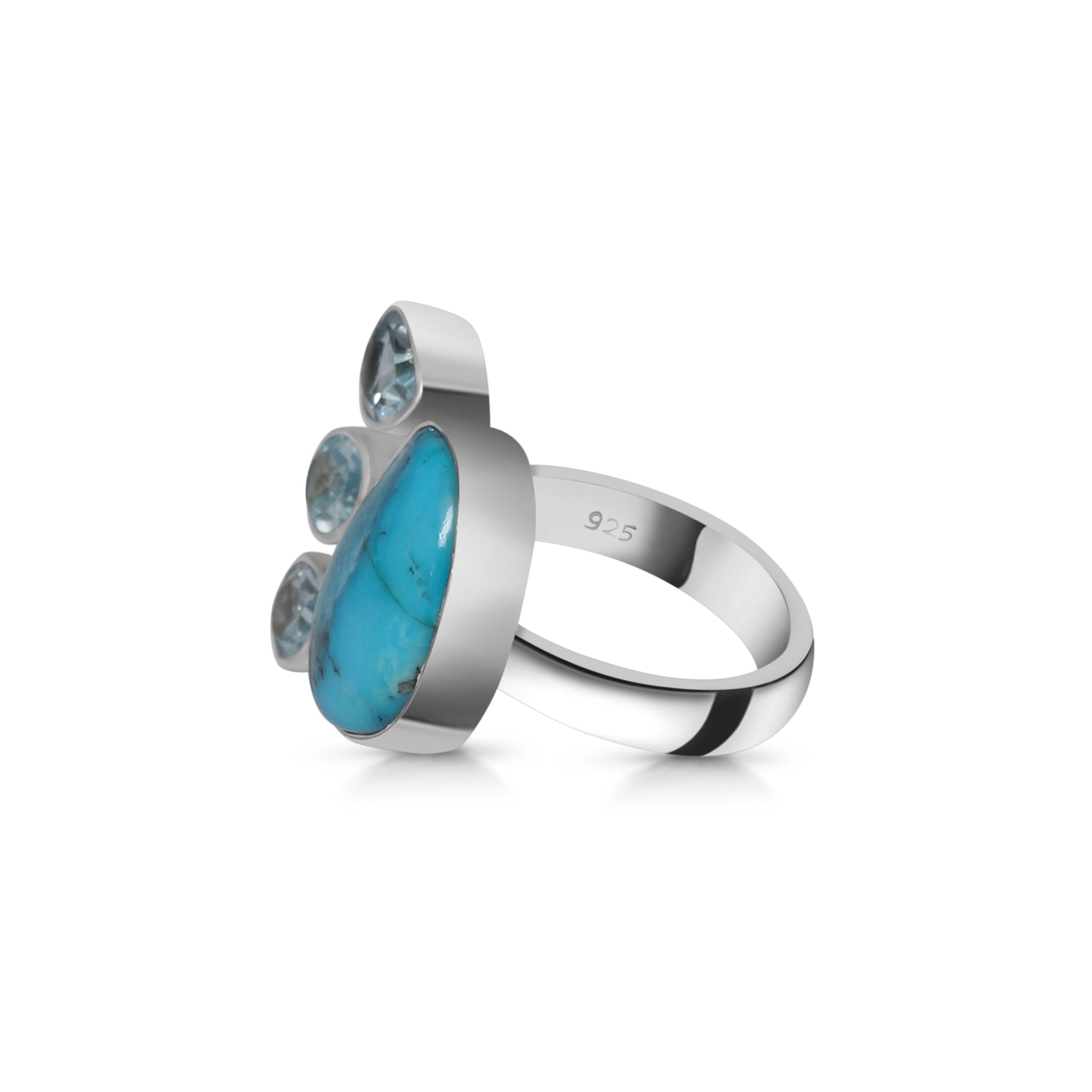 Turquoise (Rough) Adjustable Ring-(TRQ-R-35.)