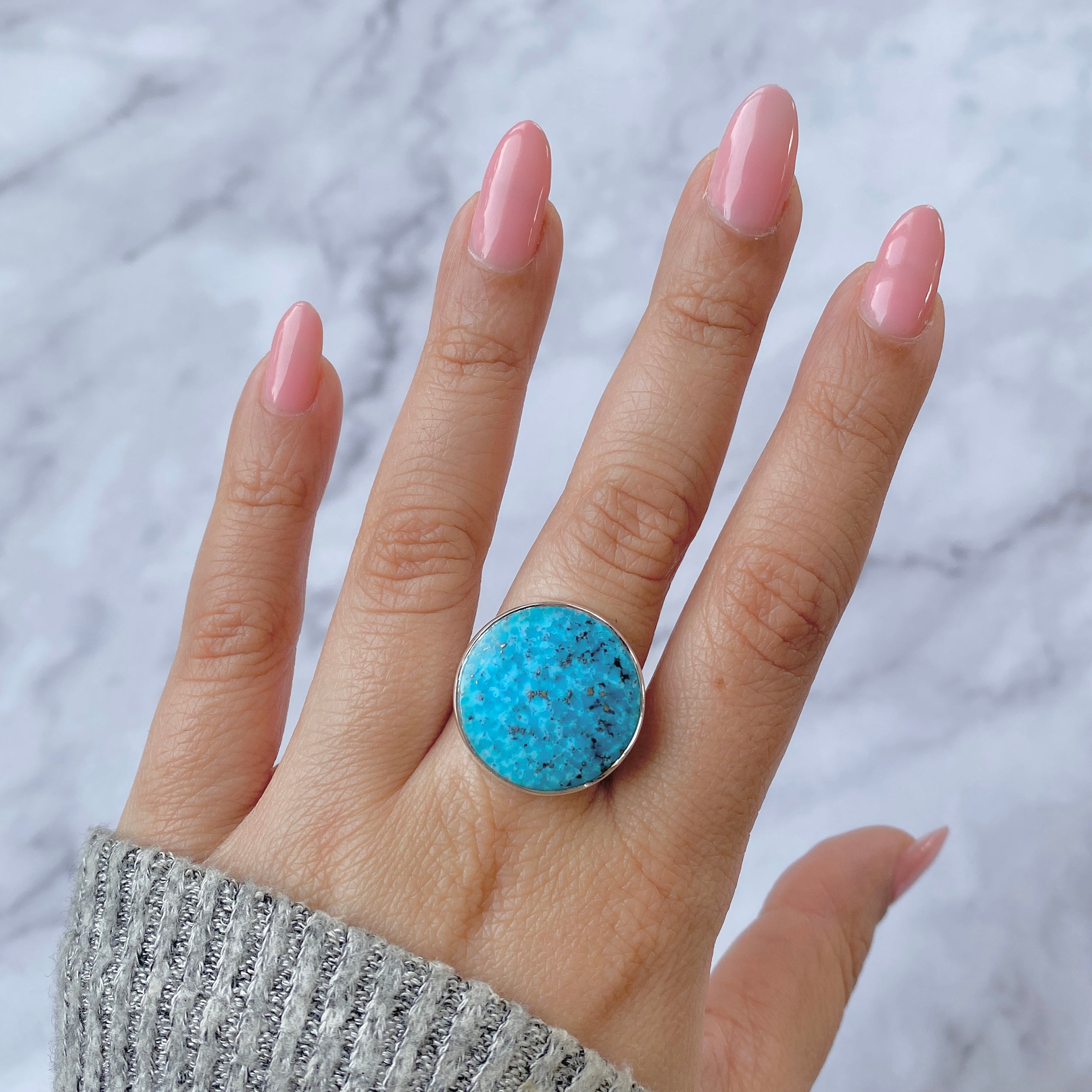 Turquoise Adjustable Ring-(TRQ-R-52.)