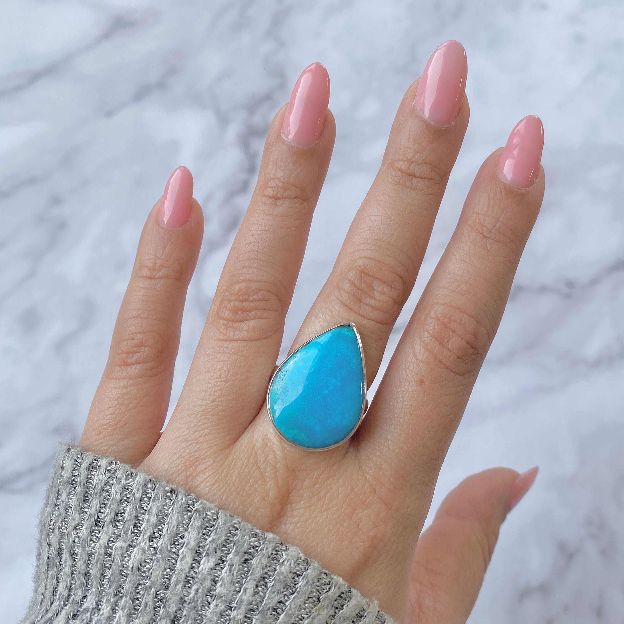 Turquoise Adjustable Ring-(TRQ-R-62.)