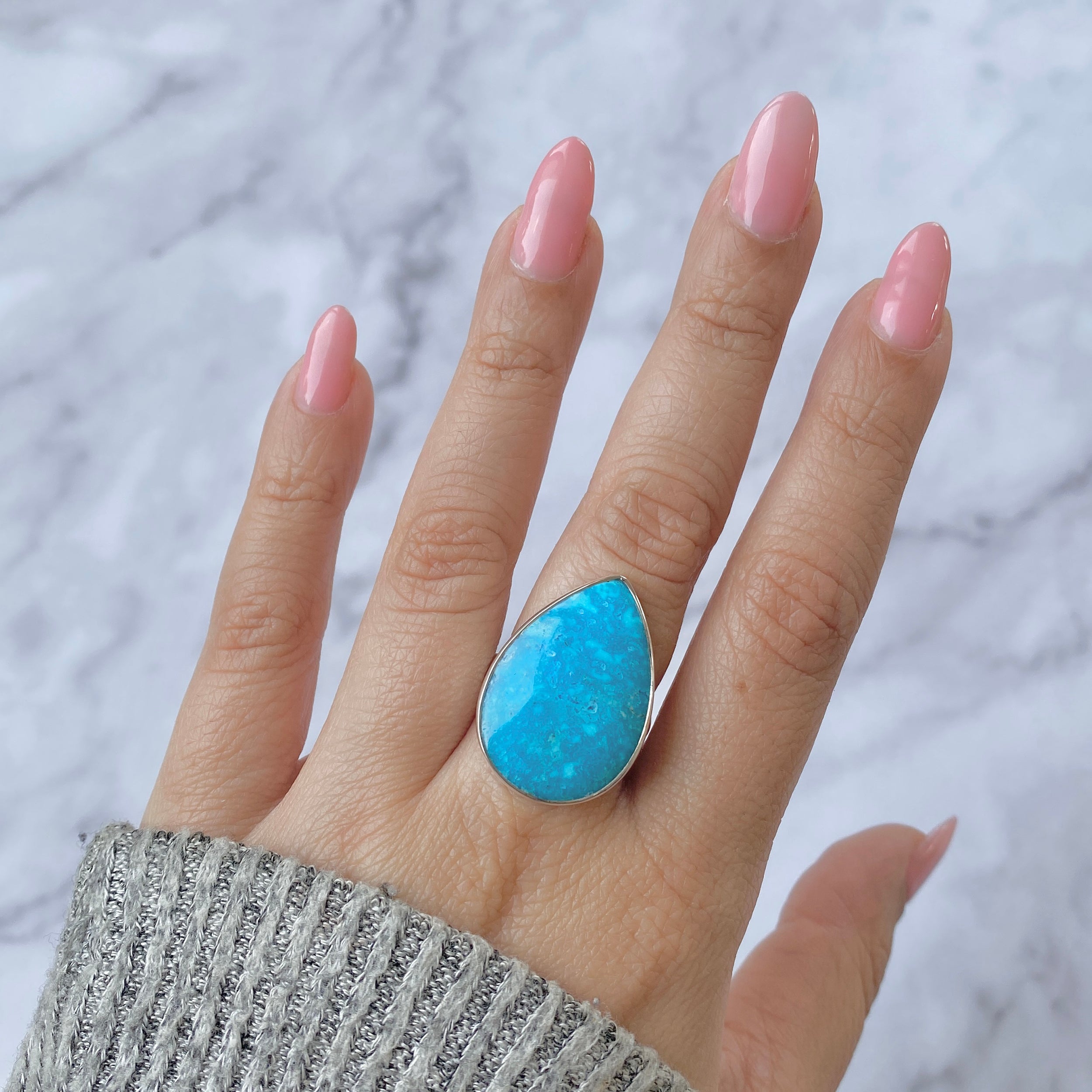 Turquoise Adjustable Ring-(TRQ-R-68.)