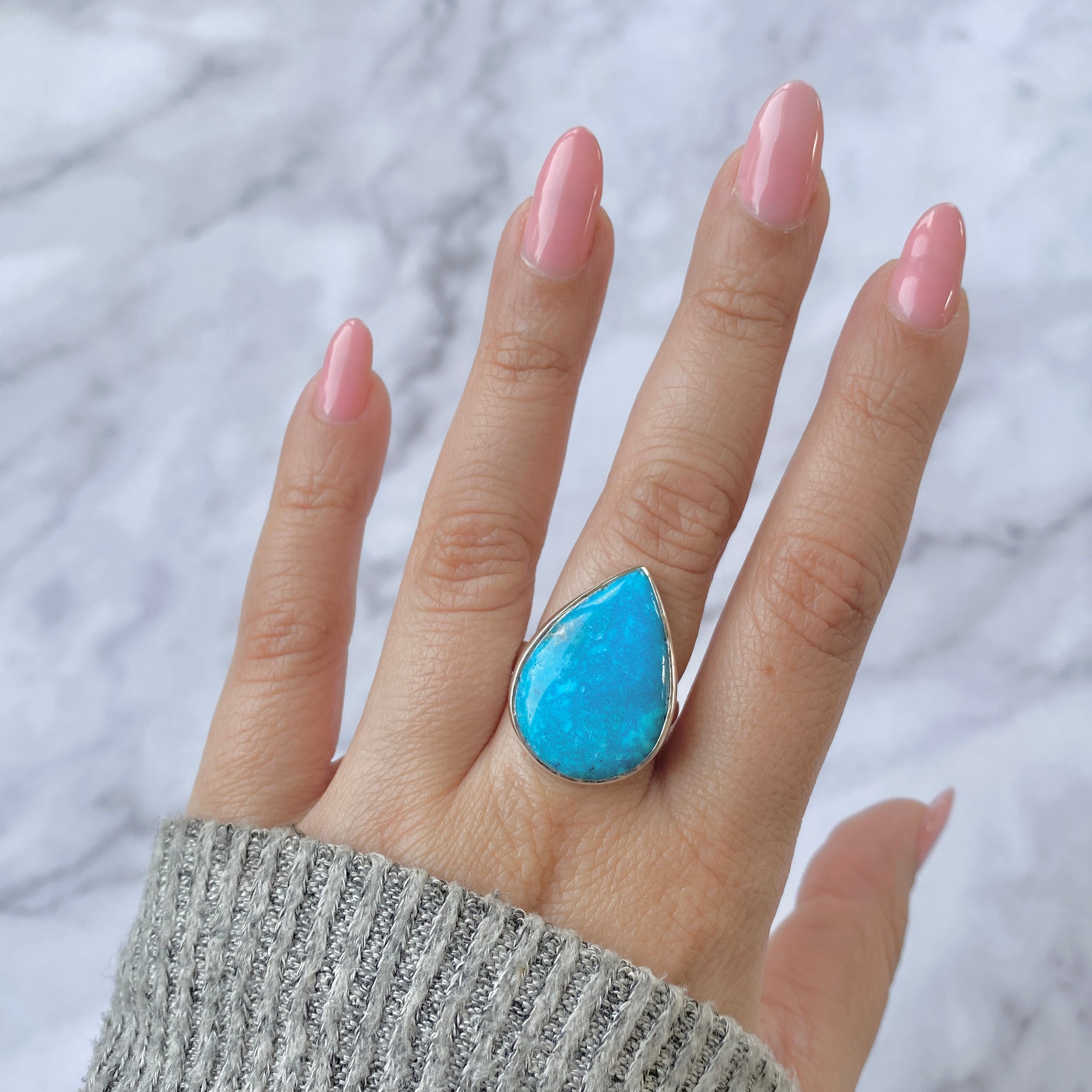 Turquoise Adjustable Ring-(TRQ-R-72.)