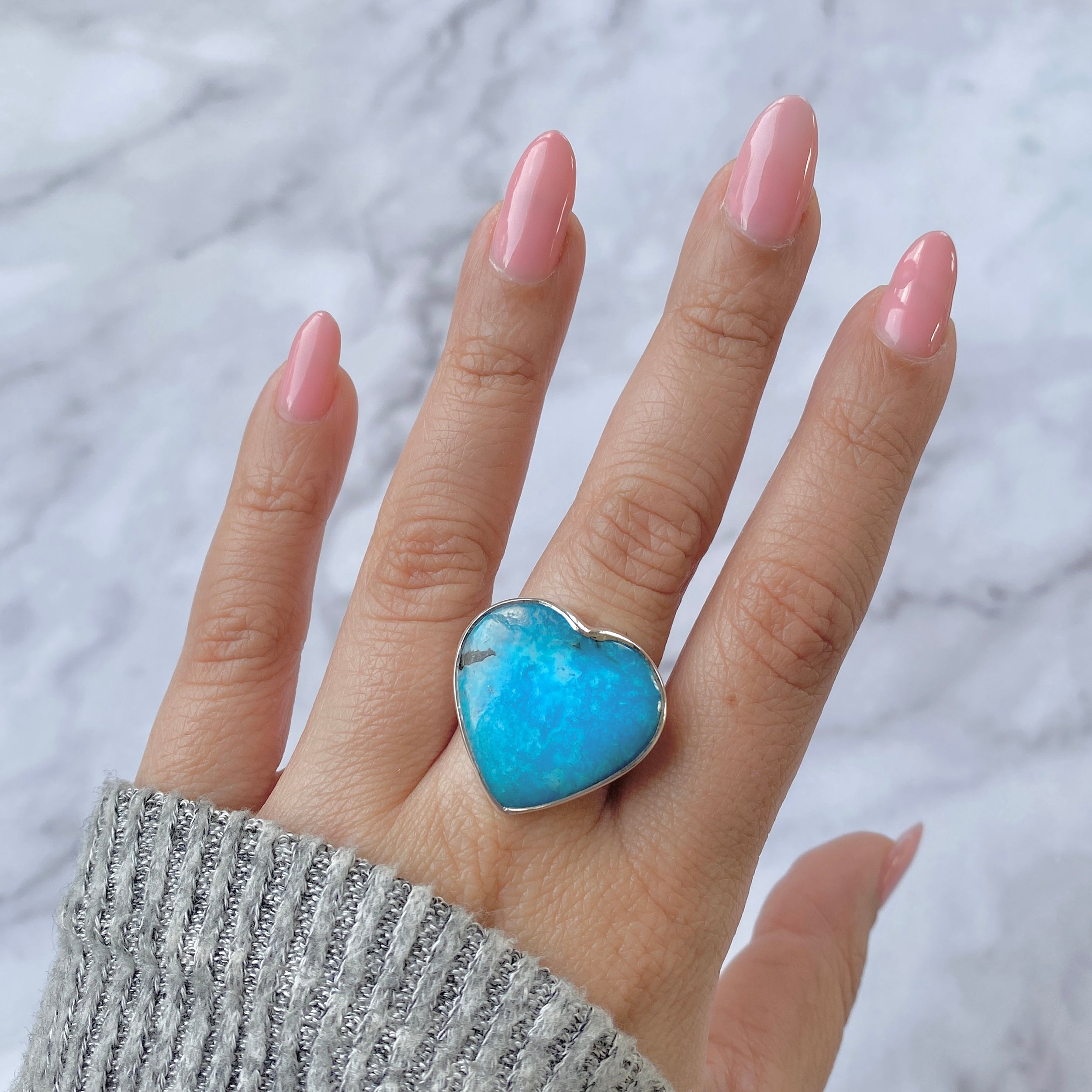 Turquoise Adjustable Ring-(TRQ-R-77.)