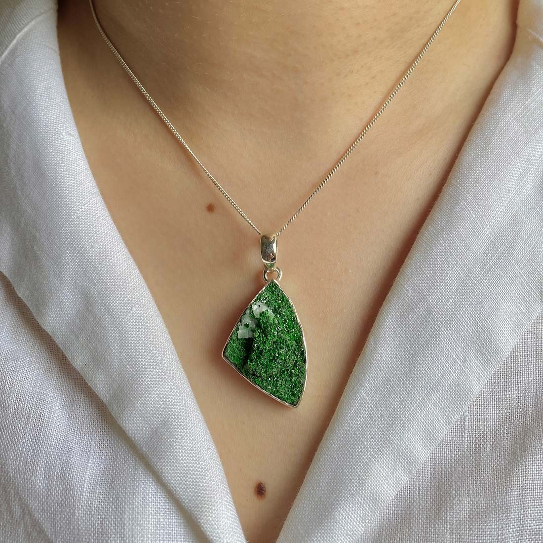 Uvarovite Druzy Pendant-(UVR-P-11.)