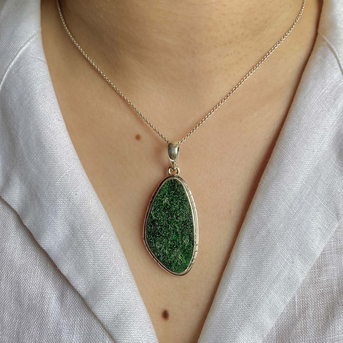 Uvarovite Druzy Pendant-(UVR-P-12.)