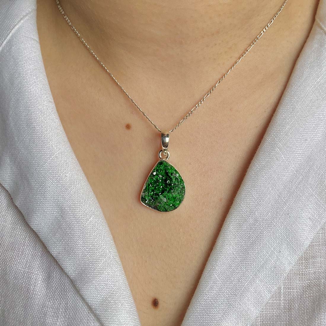 Uvarovite Druzy Pendant-(UVR-P-15.)