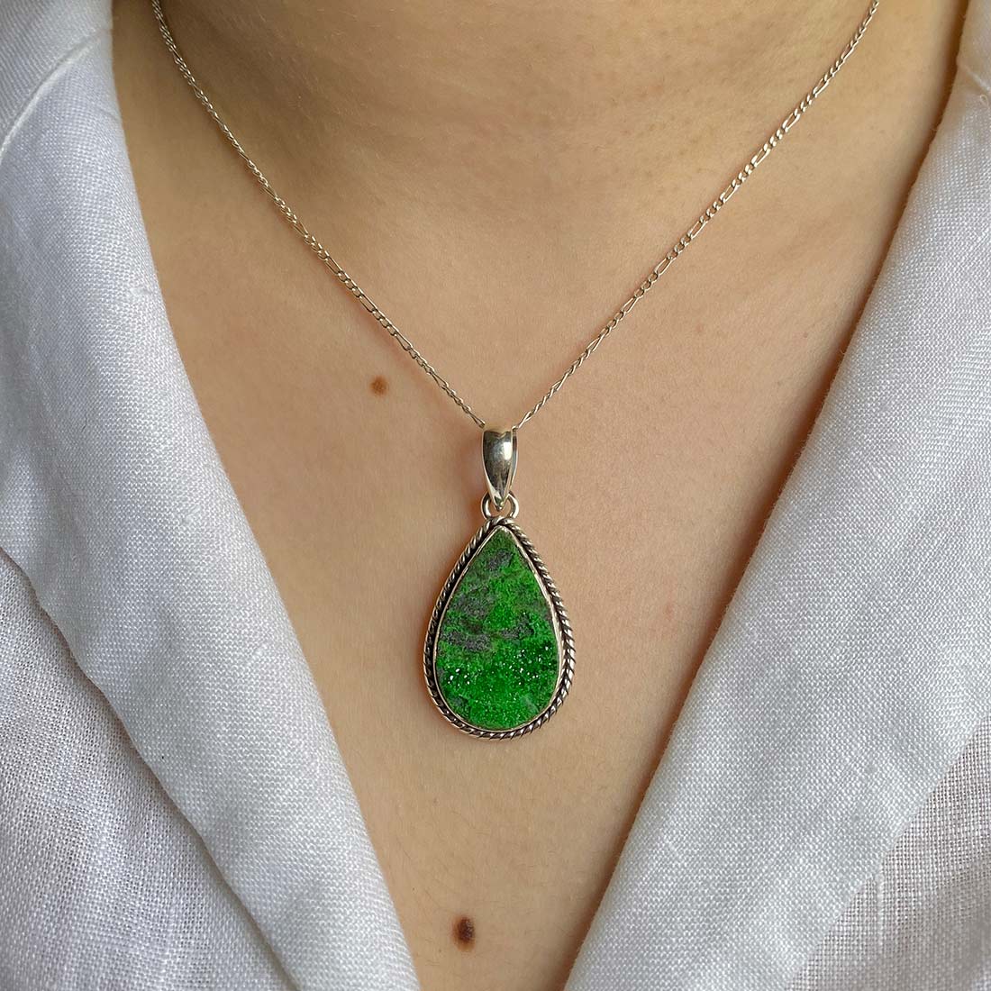 Uvarovite Druzy Pendant-(UVR-P-16.)