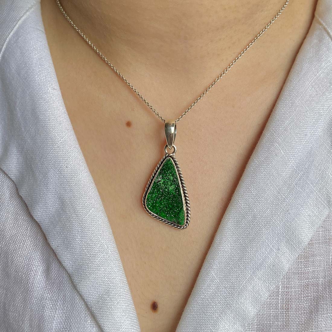 Uvarovite Druzy Pendant-(UVR-P-17.)