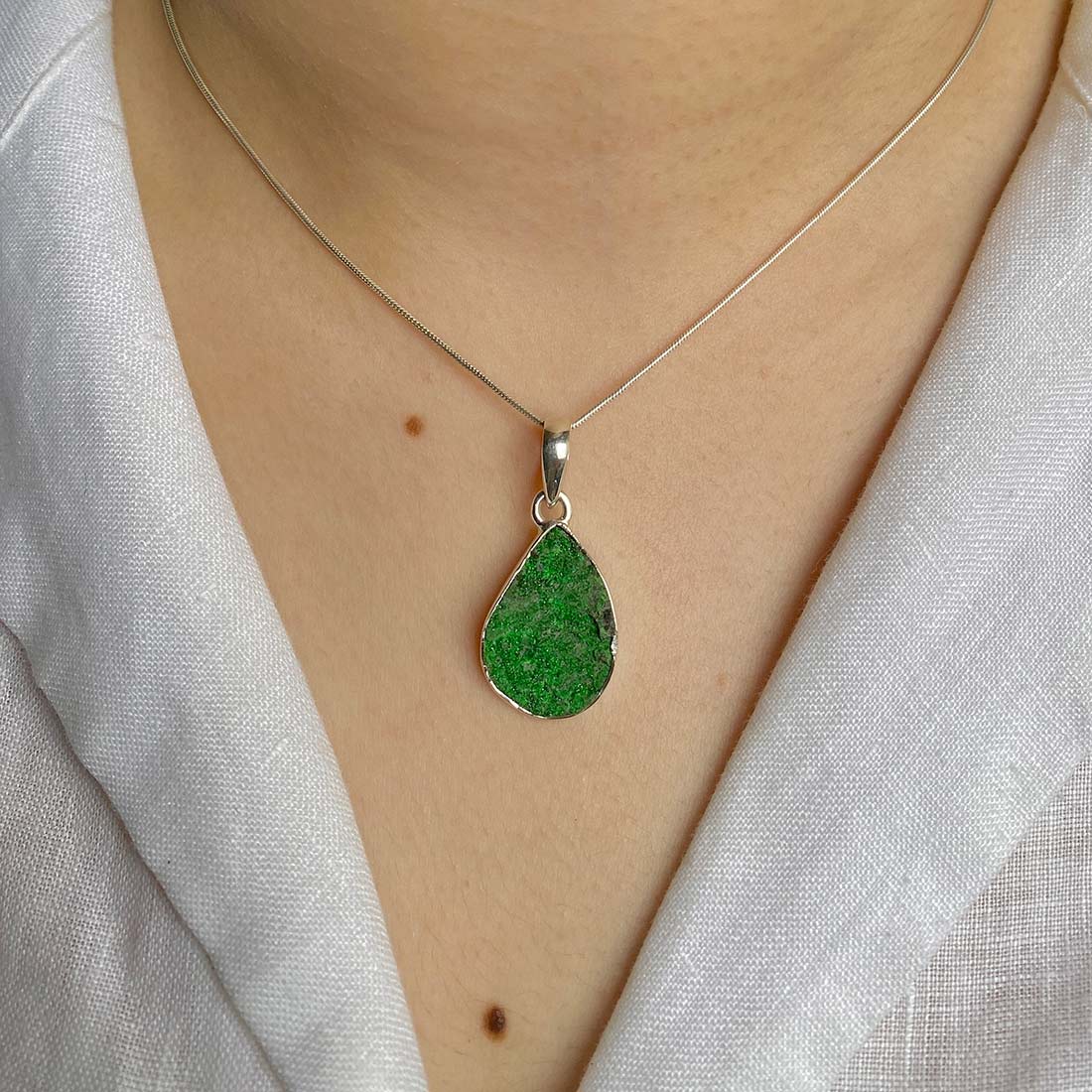 Uvarovite Druzy Pendant-(UVR-P-18.)