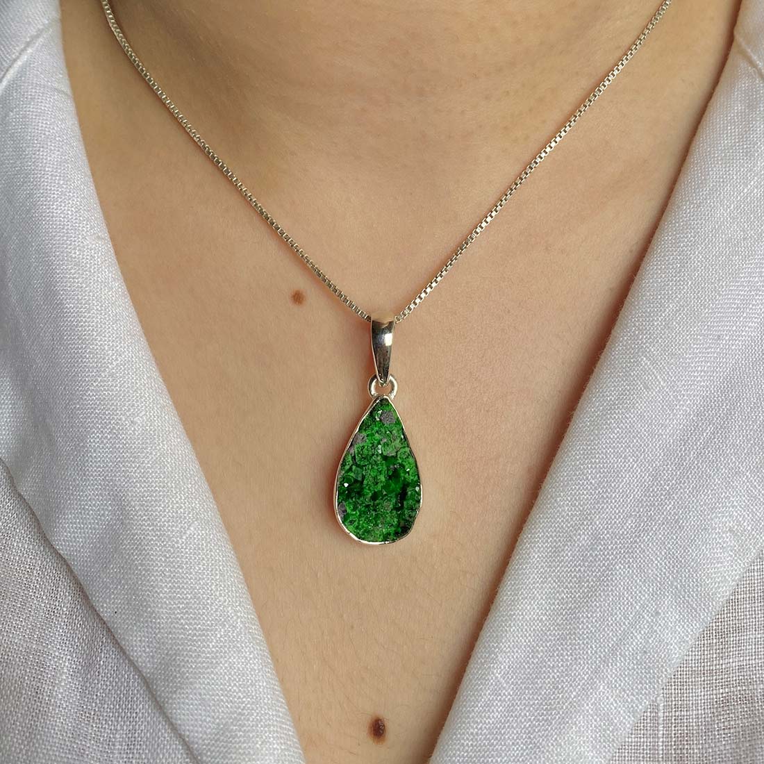 Uvarovite Druzy Pendant-(UVR-P-19.)