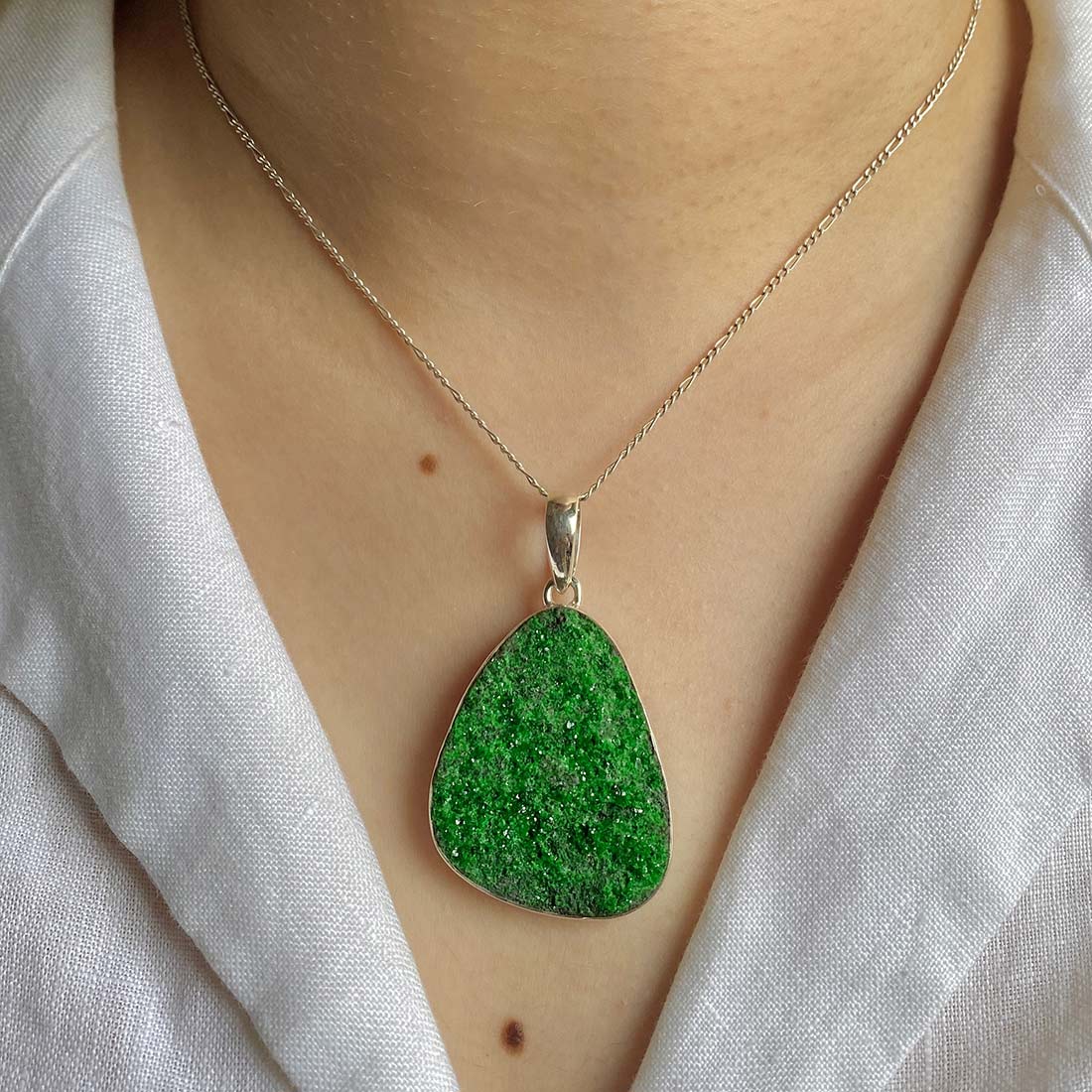 Uvarovite Druzy Pendant-(UVR-P-2.)