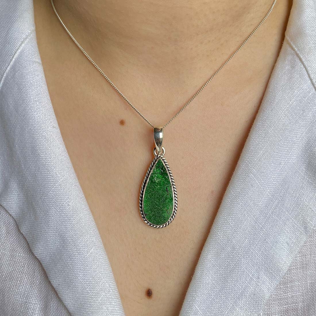 Uvarovite Druzy Pendant-(UVR-P-20.)