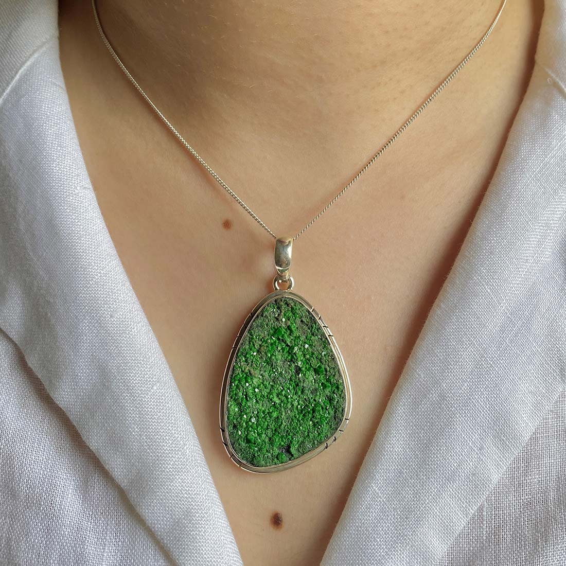 Uvarovite Druzy Pendant-(UVR-P-22.)