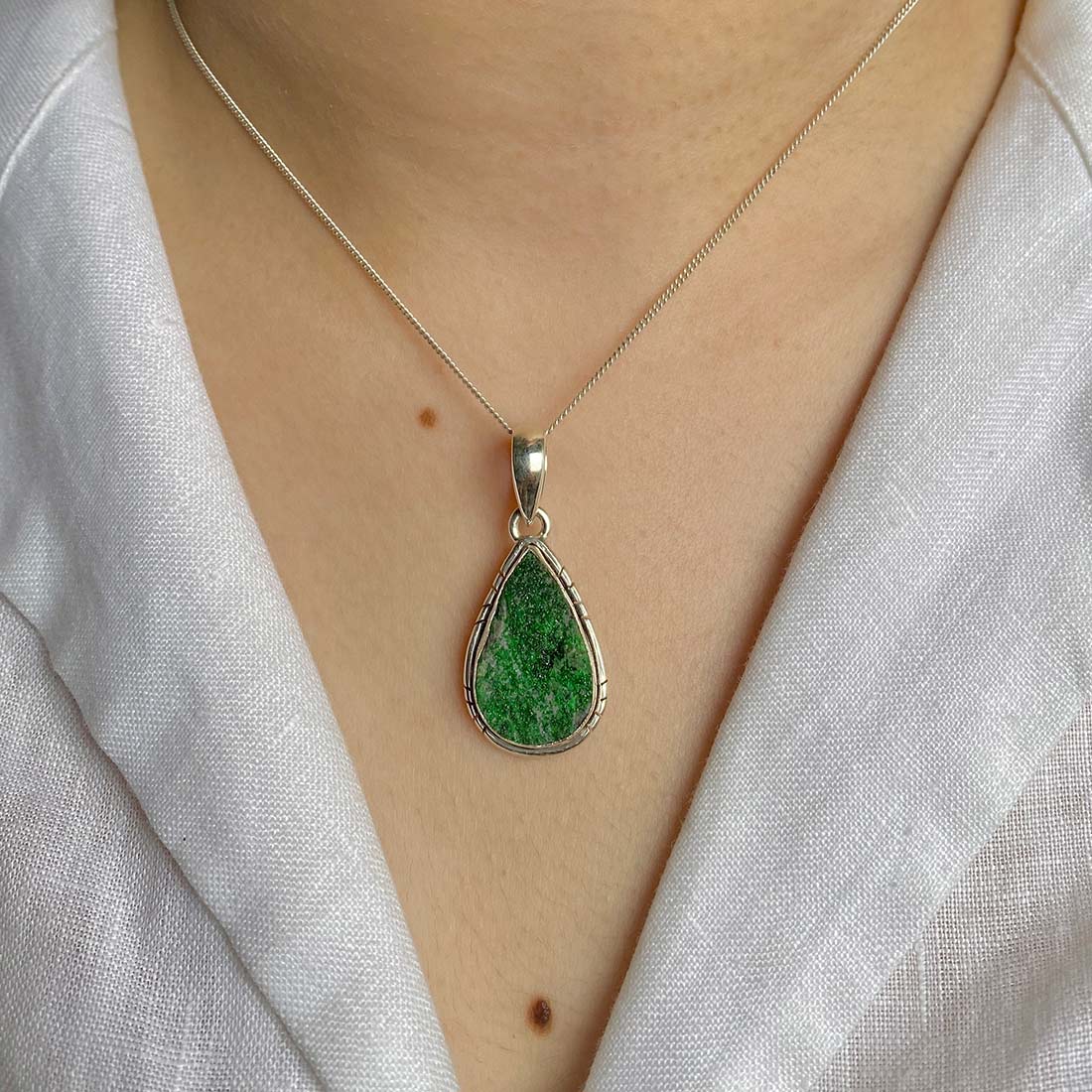 Uvarovite Druzy Pendant-(UVR-P-24.)