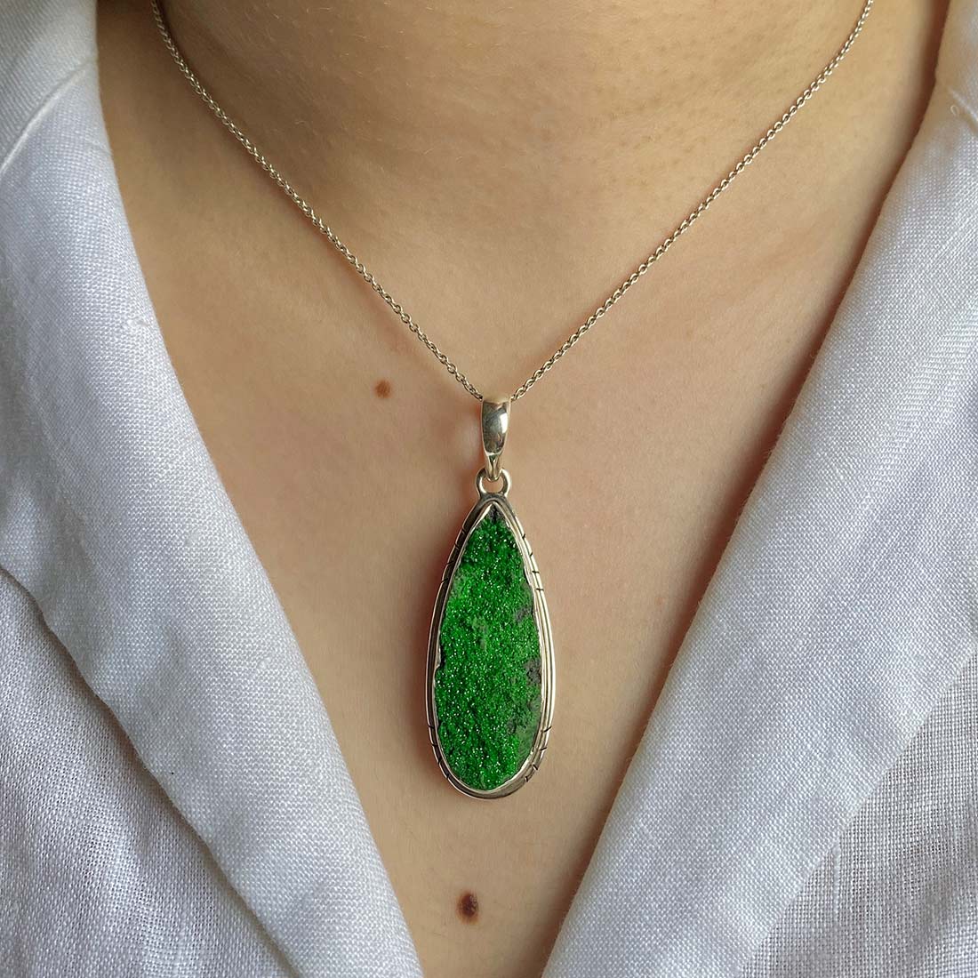 Uvarovite Druzy Pendant-(UVR-P-26.)