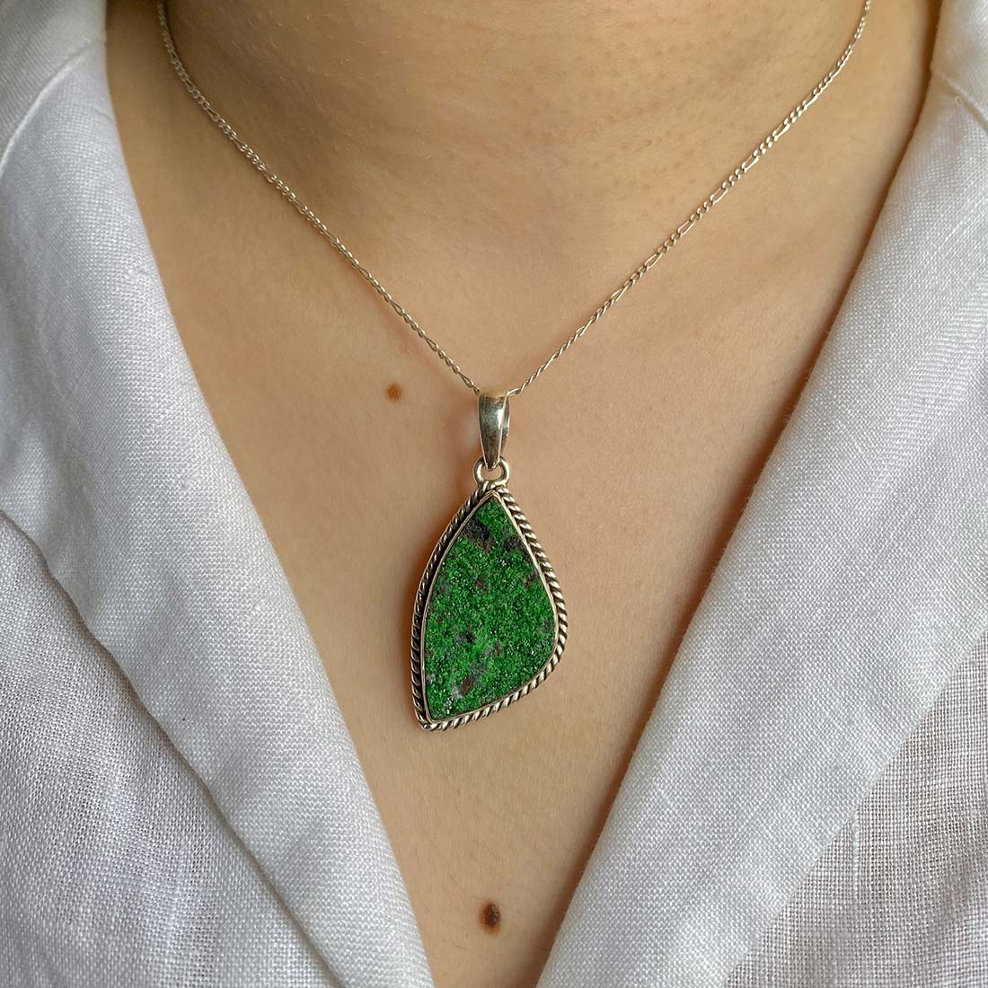 Uvarovite Druzy Pendant-(UVR-P-27.)