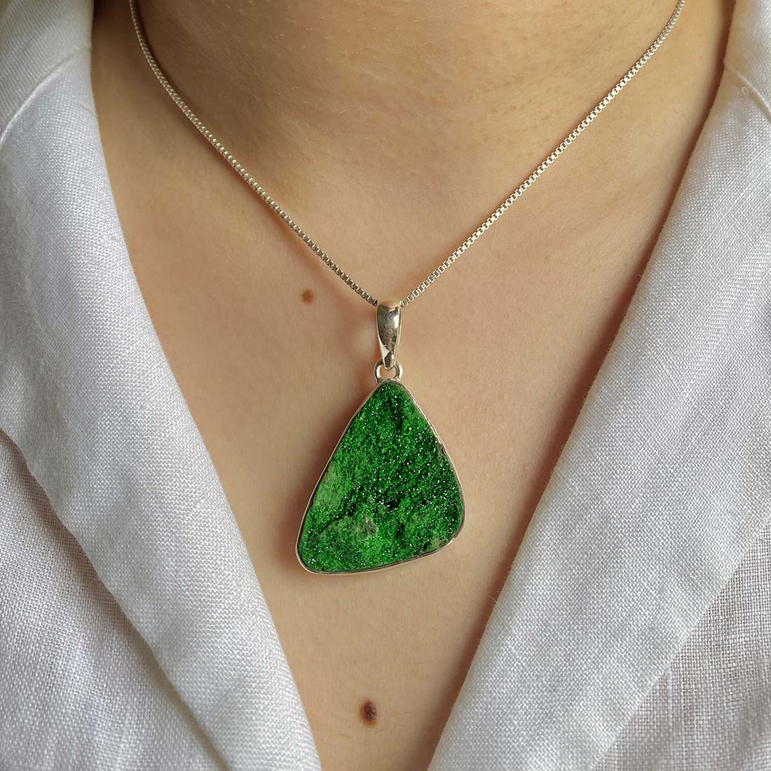 Uvarovite Druzy Pendant-(UVR-P-29.)