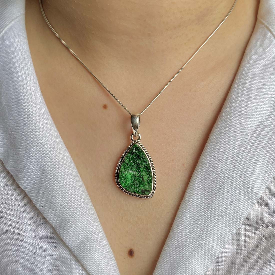 Uvarovite Druzy Pendant-(UVR-P-3.)