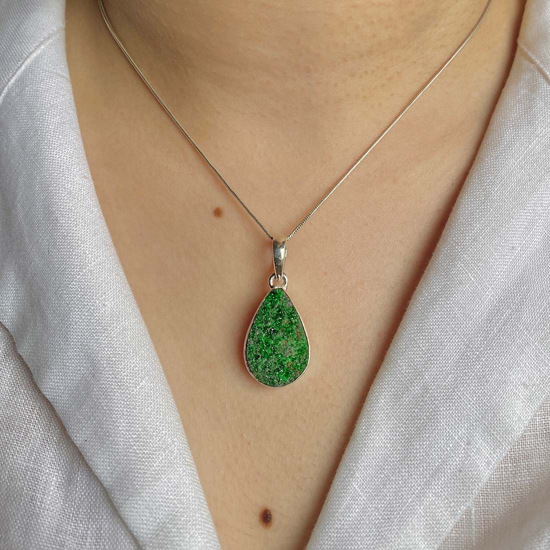 Uvarovite Druzy Pendant-(UVR-P-30.)