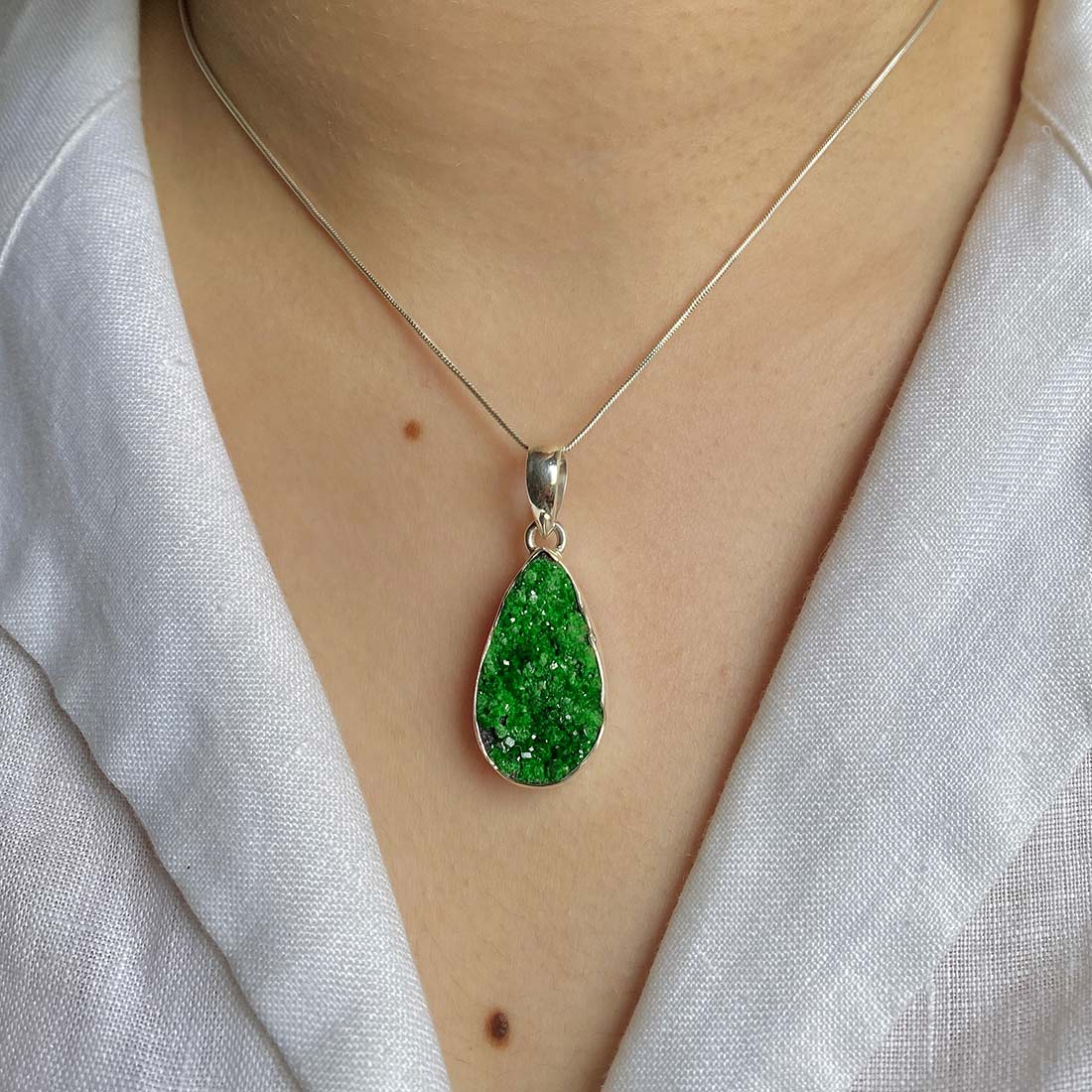 Uvarovite Druzy Pendant-(UVR-P-31.)