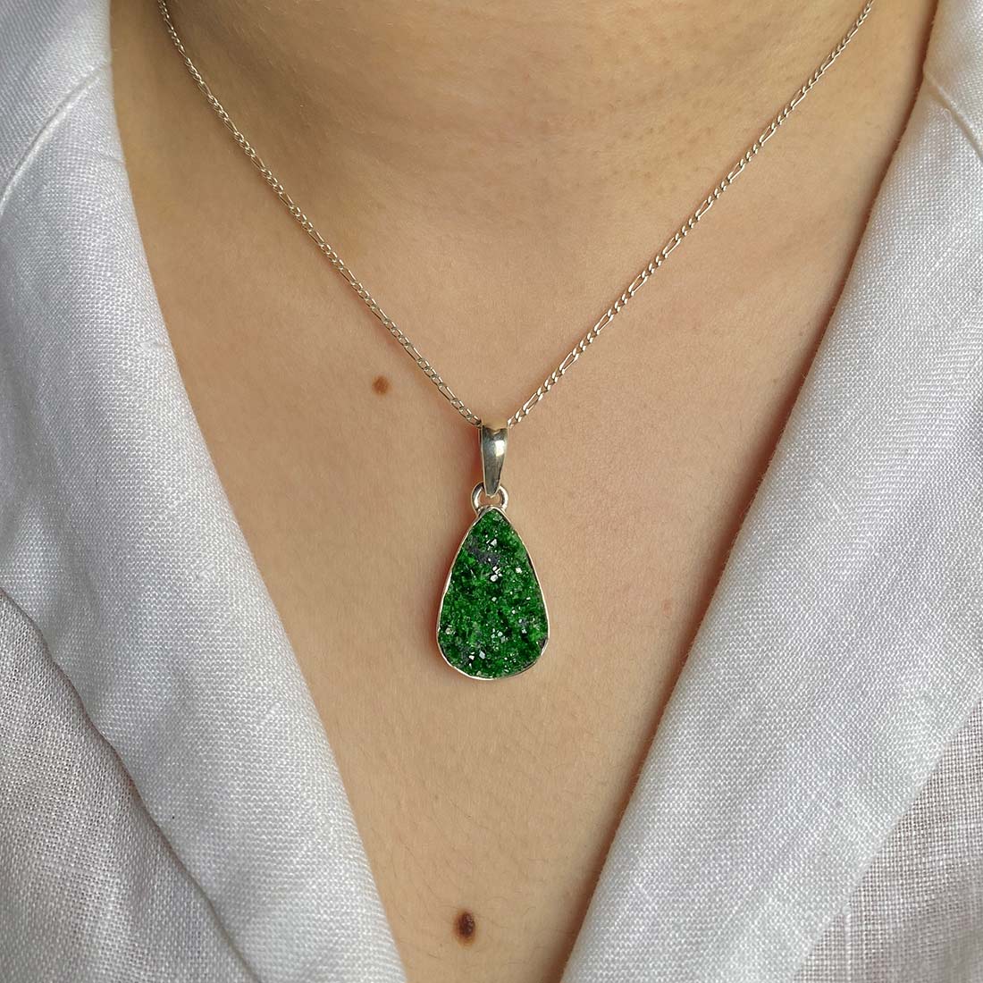 Uvarovite Druzy Pendant-(UVR-P-32.)