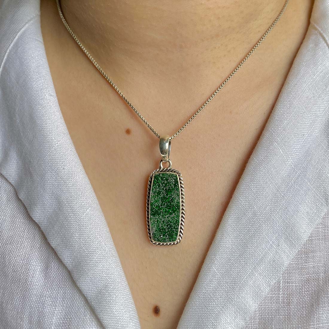 Uvarovite Druzy Pendant-(UVR-P-33.)