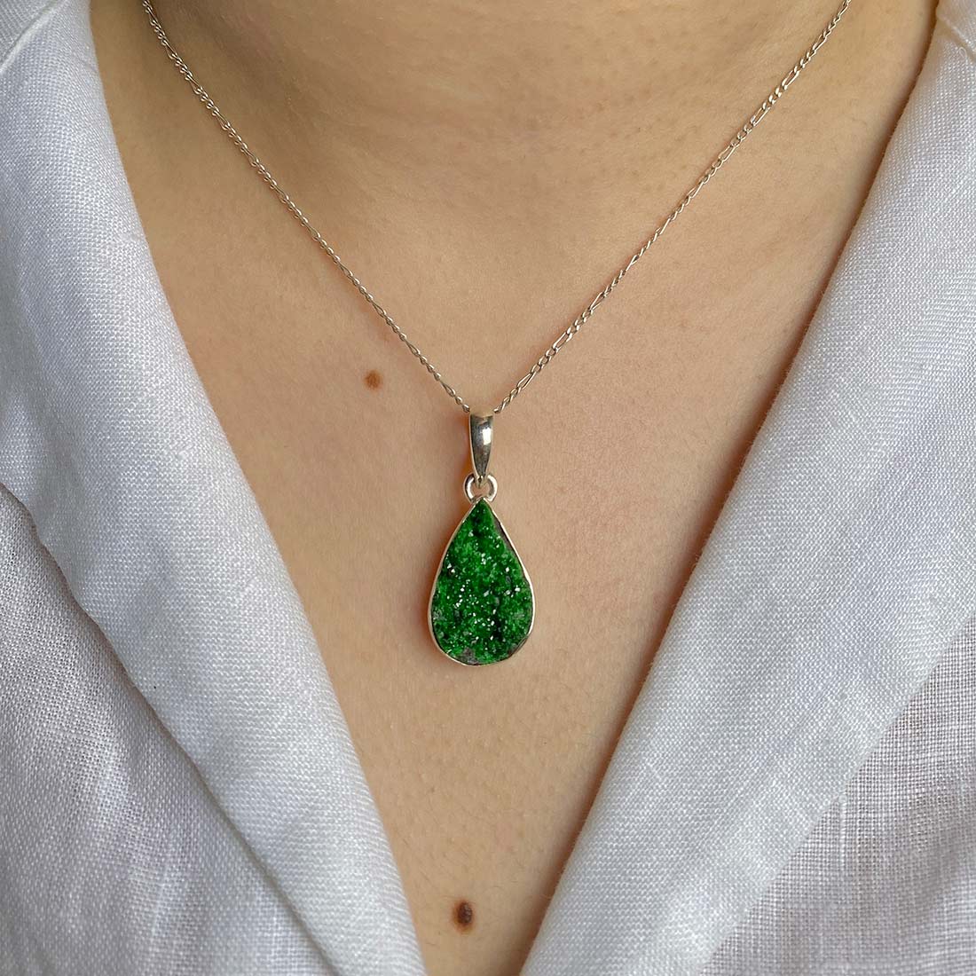 Uvarovite Druzy Pendant-(UVR-P-34.)