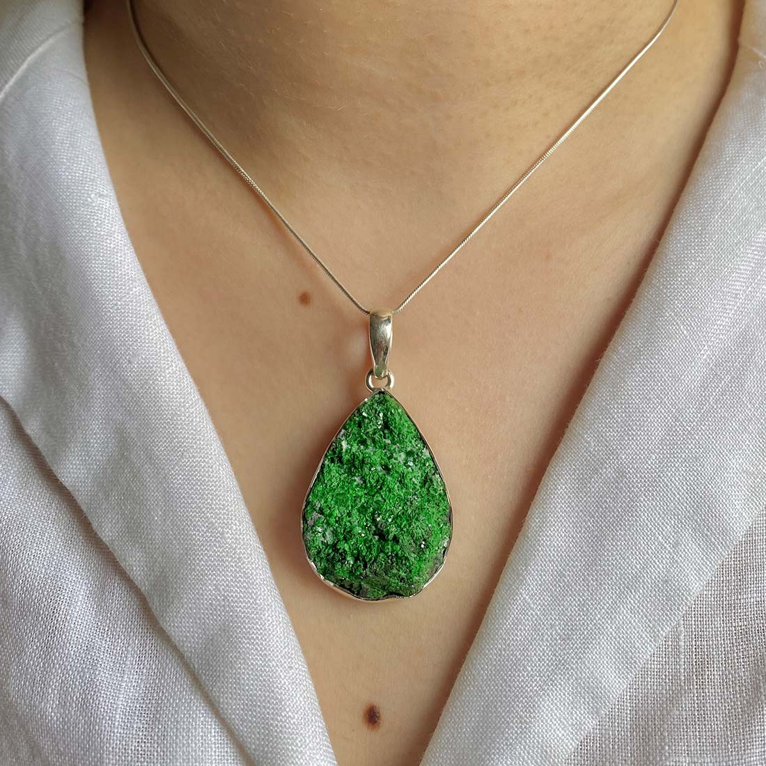 Uvarovite Druzy Pendant-(UVR-P-35.)