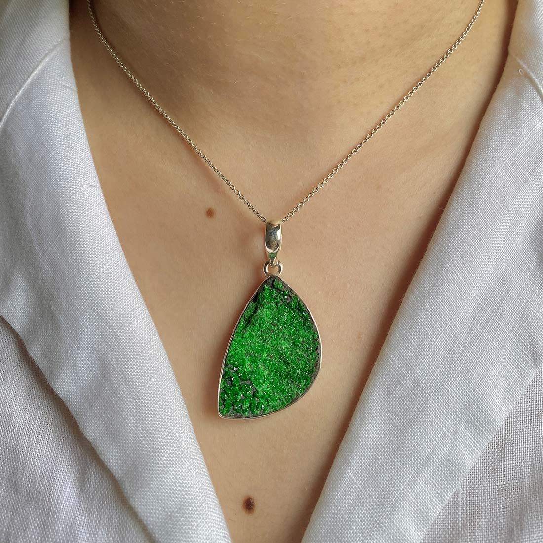 Uvarovite Druzy Pendant-(UVR-P-36.)