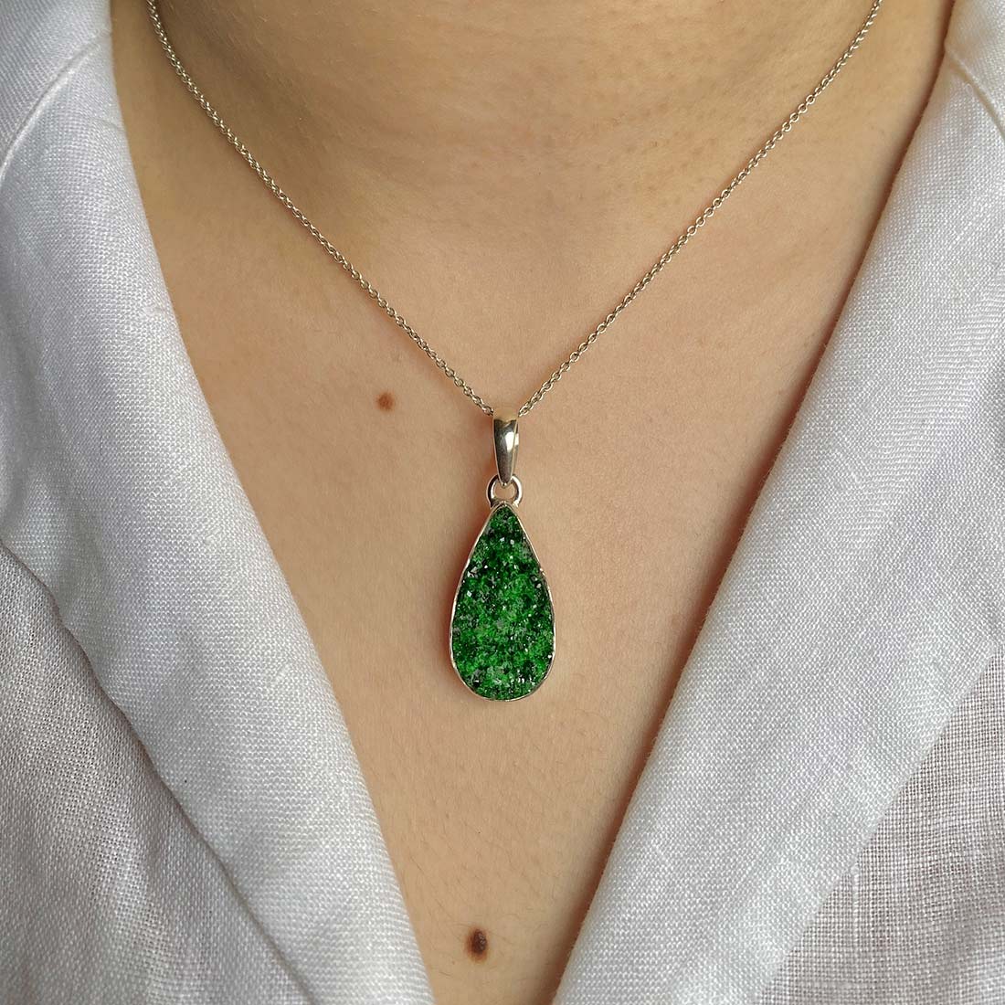 Uvarovite Druzy Pendant-(UVR-P-37.)