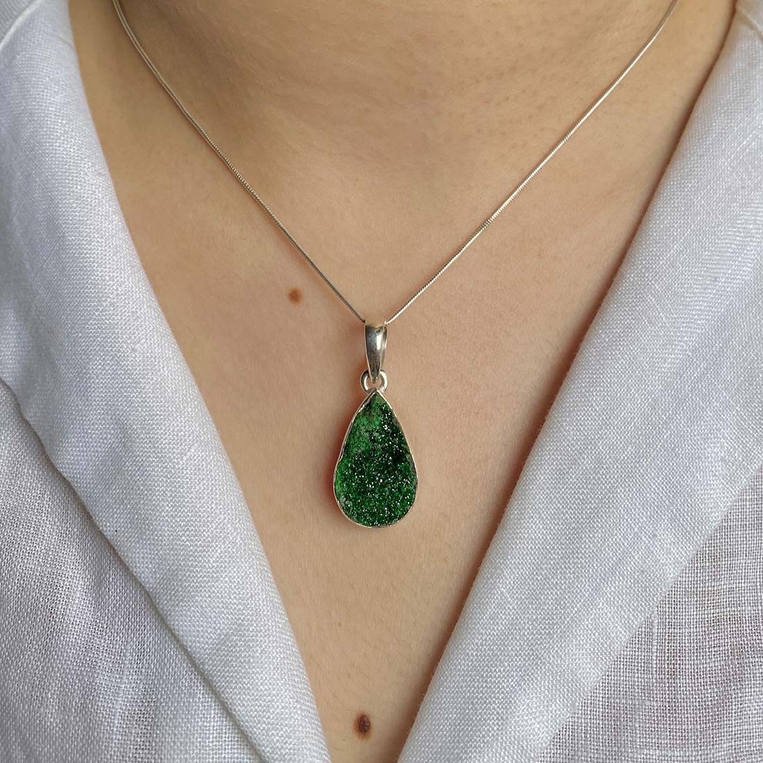 Uvarovite Druzy Pendant-(UVR-P-38.)