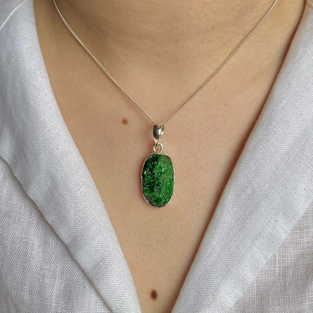 Uvarovite Druzy Pendant-(UVR-P-39.)