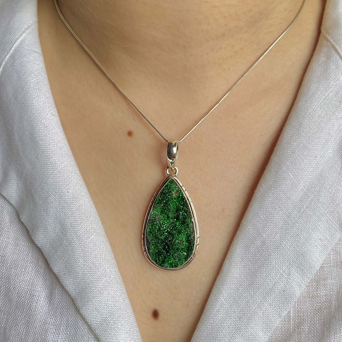 Uvarovite Druzy Pendant-(UVR-P-4.)