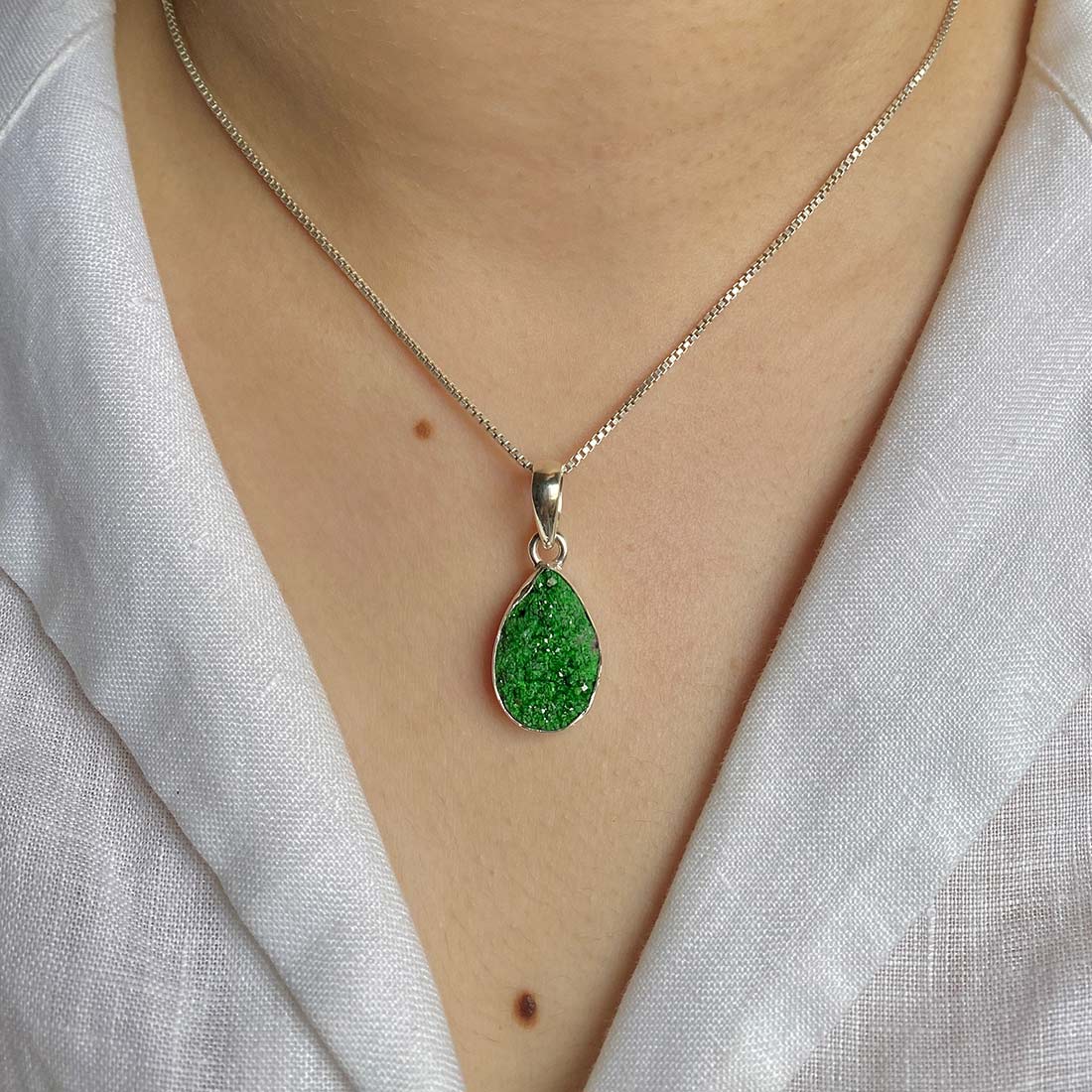 Uvarovite Druzy Pendant-(UVR-P-40.)