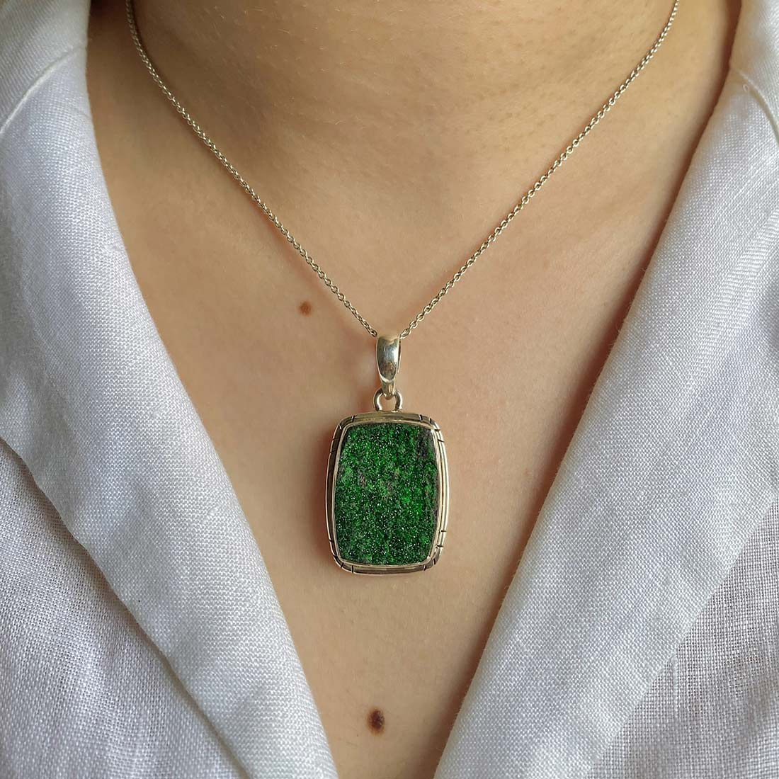 Uvarovite Druzy Pendant-(UVR-P-41.)