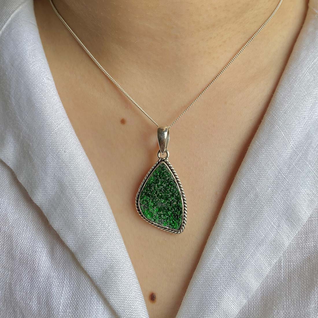 Uvarovite Druzy Pendant-(UVR-P-42.)