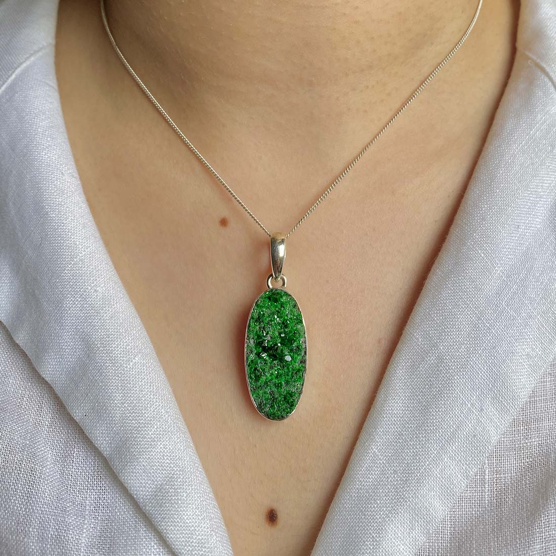 Uvarovite Druzy Pendant-(UVR-P-43.)