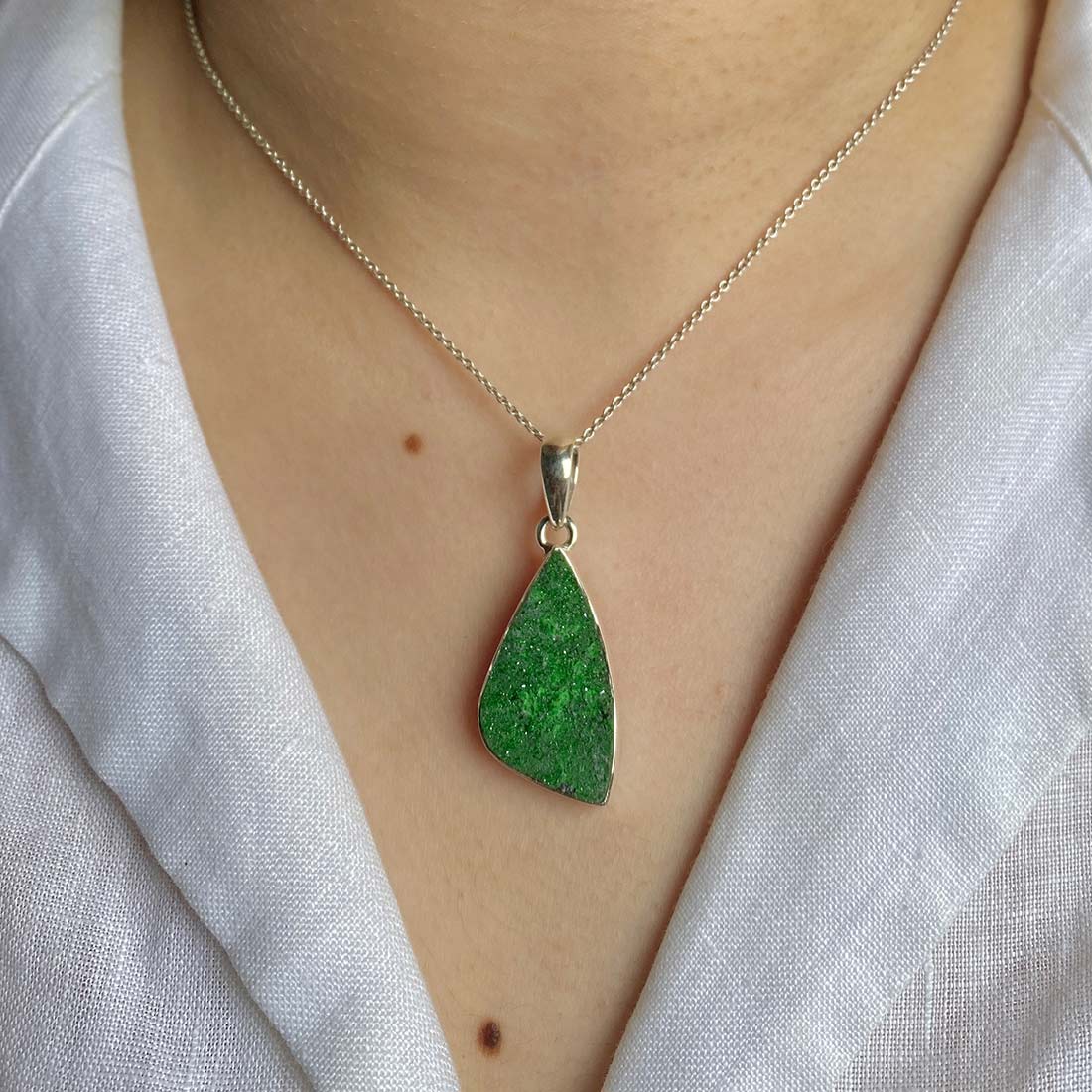 Uvarovite Druzy Pendant-(UVR-P-44.)