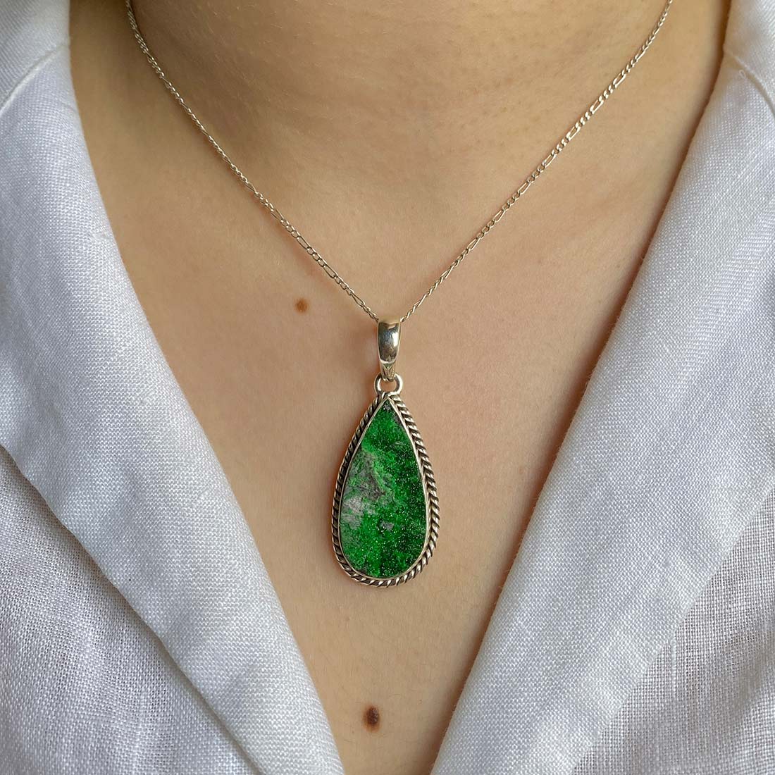 Uvarovite Druzy Pendant-(UVR-P-46.)