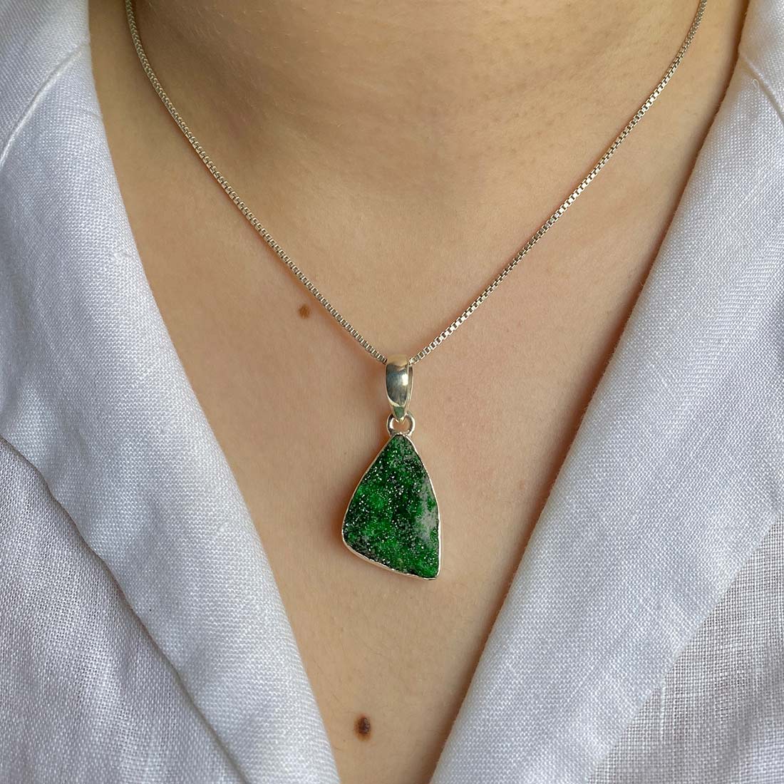 Uvarovite Druzy Pendant-(UVR-P-47.)