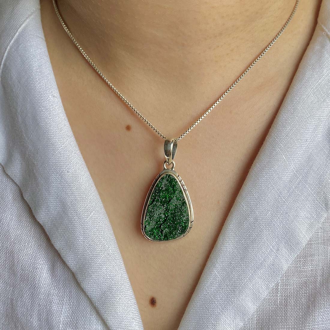 Uvarovite Druzy Pendant-(UVR-P-48.)