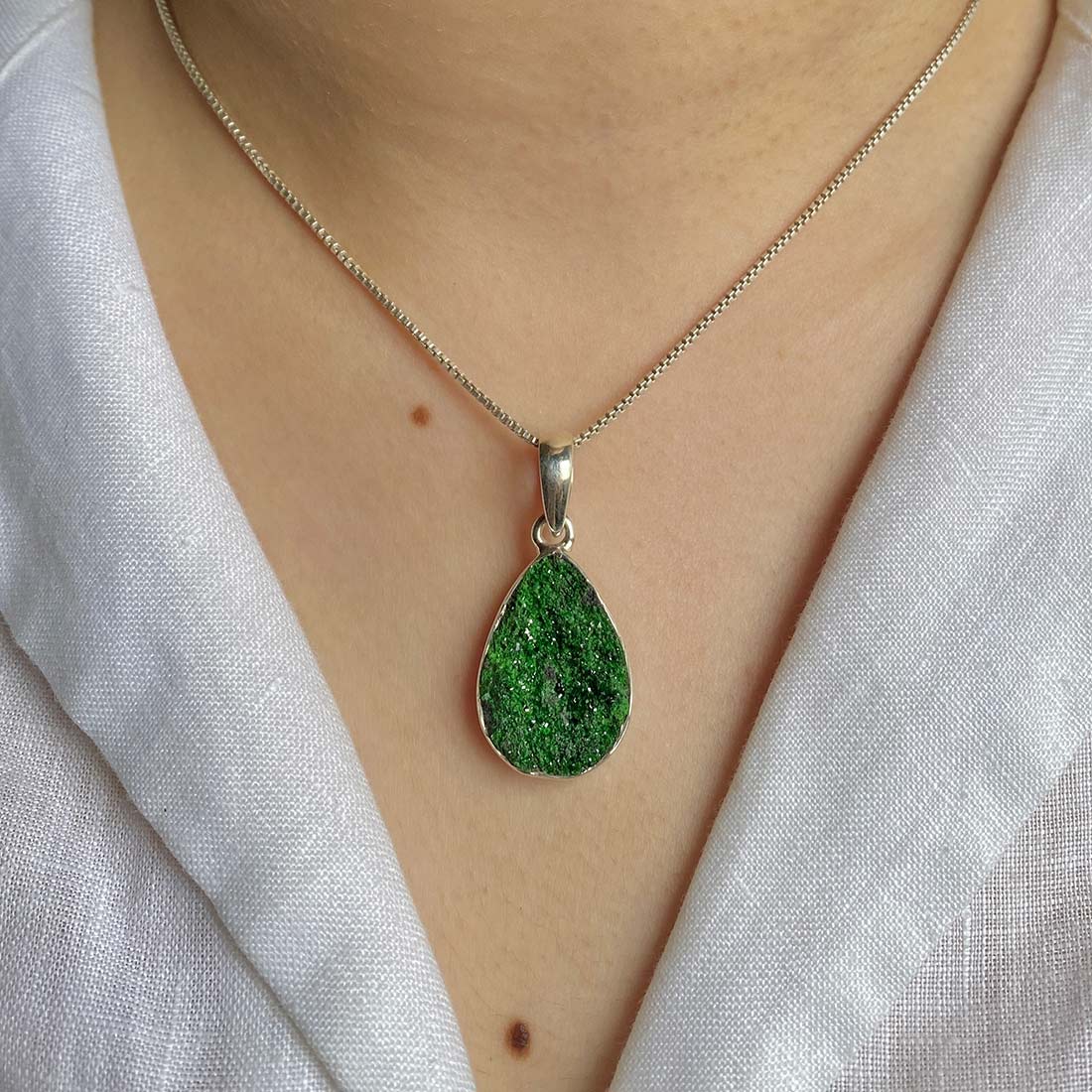 Uvarovite Druzy Pendant-(UVR-P-5.)