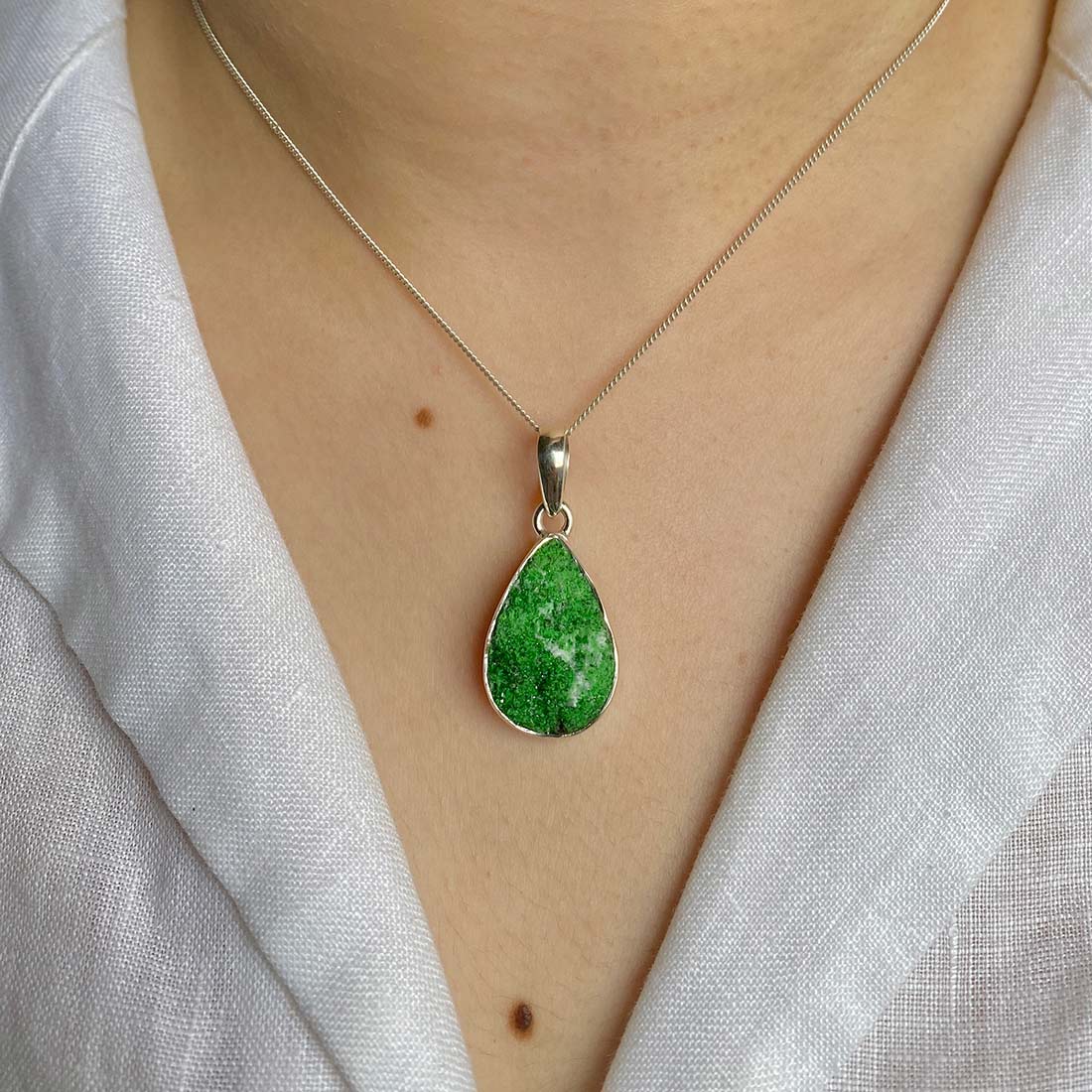 Uvarovite Druzy Pendant-(UVR-P-50.)