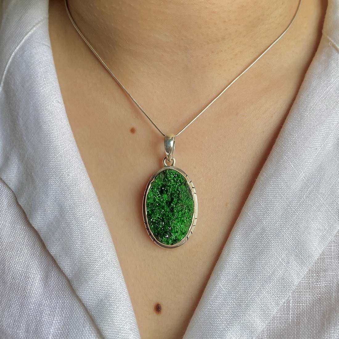 Uvarovite Druzy Pendant-(UVR-P-6.)