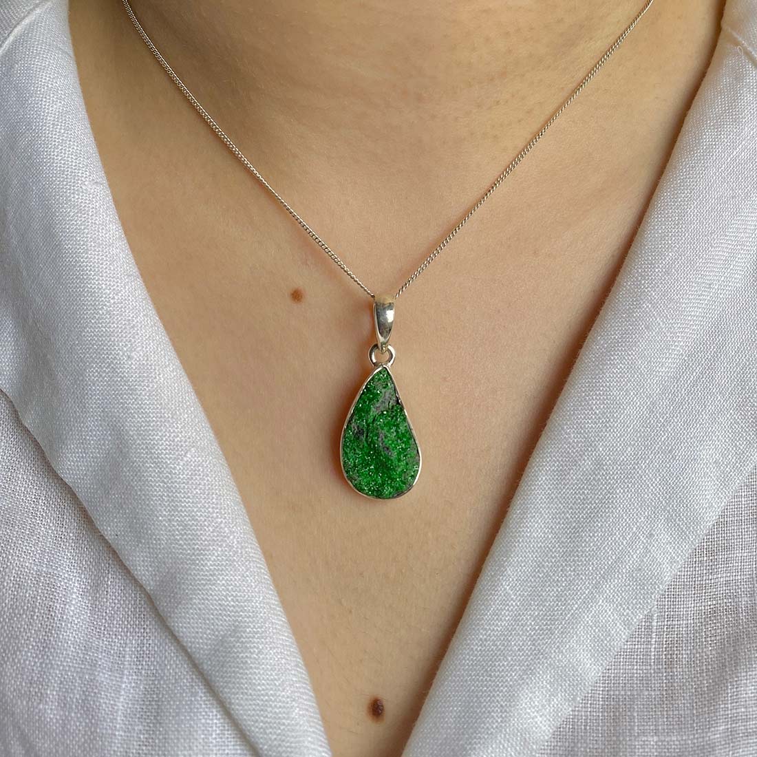 Uvarovite Druzy Pendant-(UVR-P-7.)