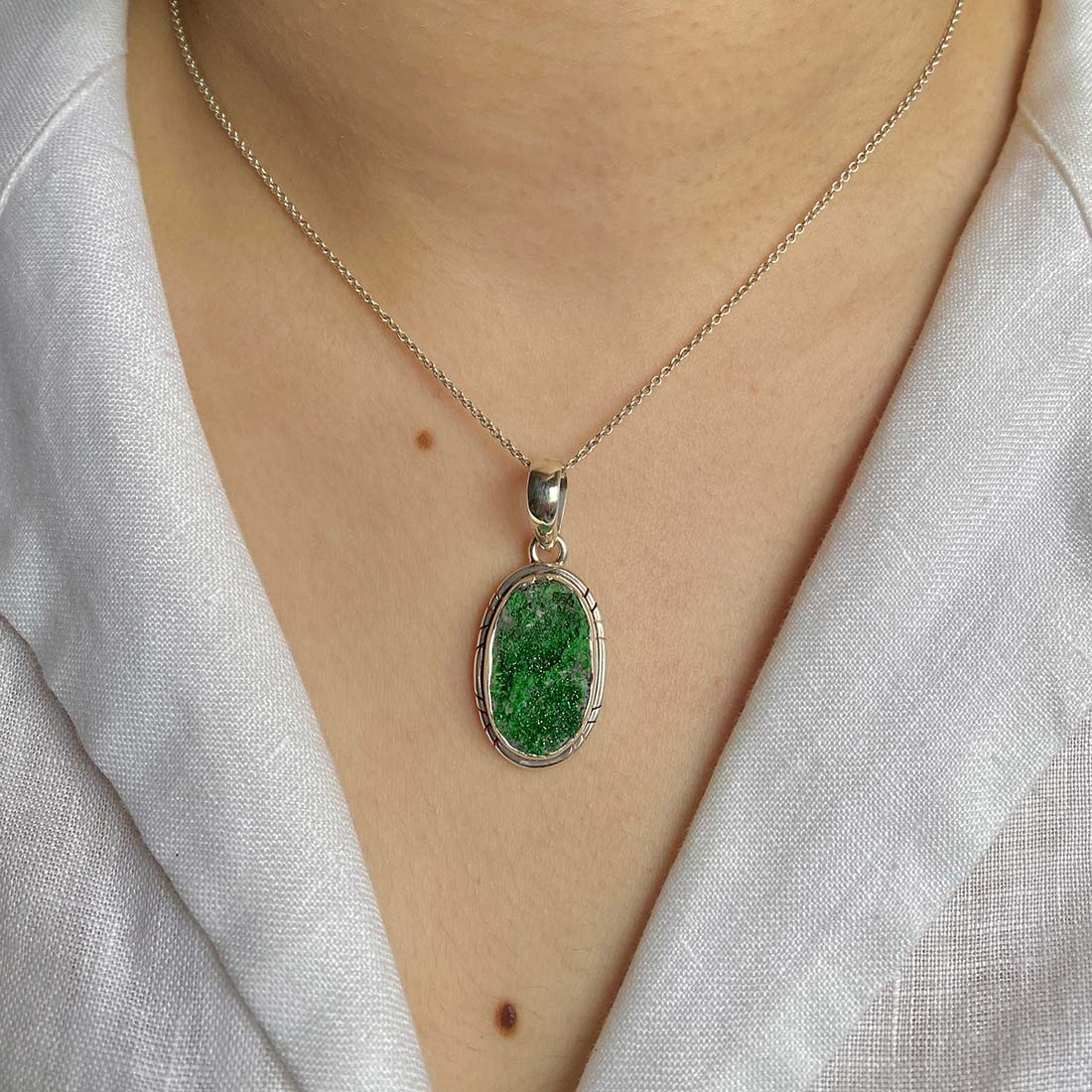 Uvarovite Druzy Pendant-(UVR-P-8.)