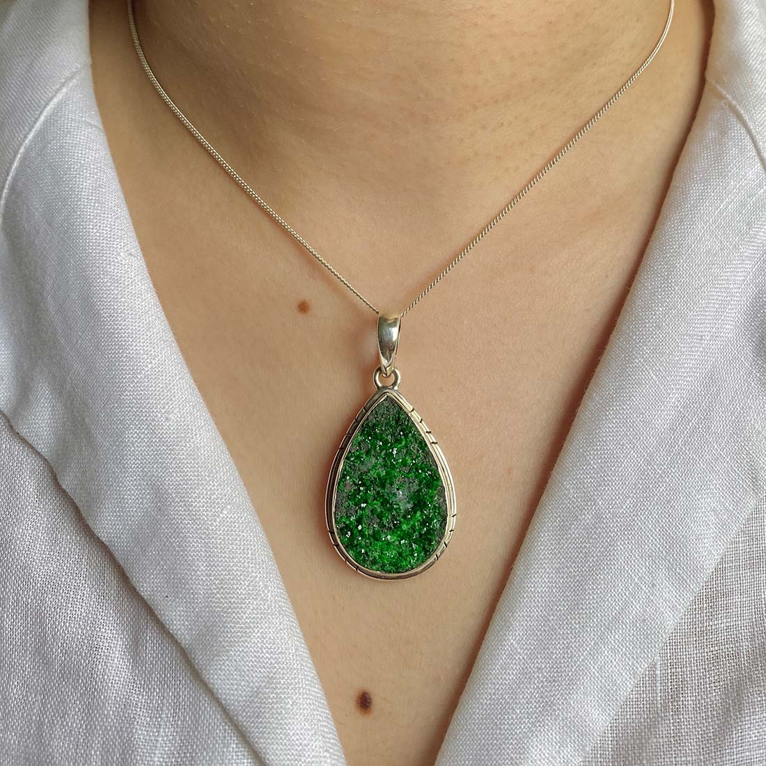 Uvarovite Druzy Pendant-(UVR-P-9.)