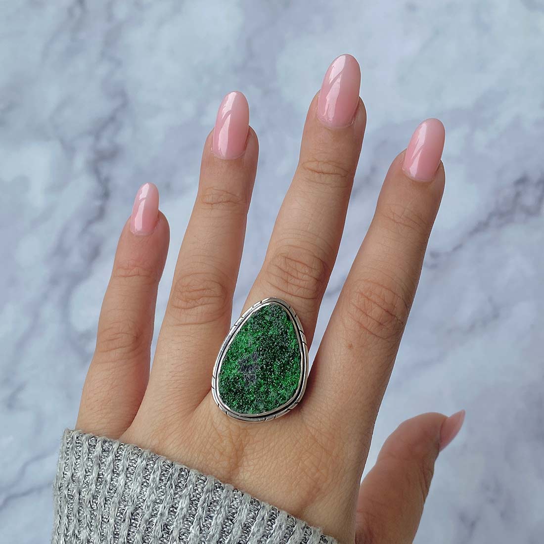 Uvarovite Druzy Ring-(UVR-R-1.)