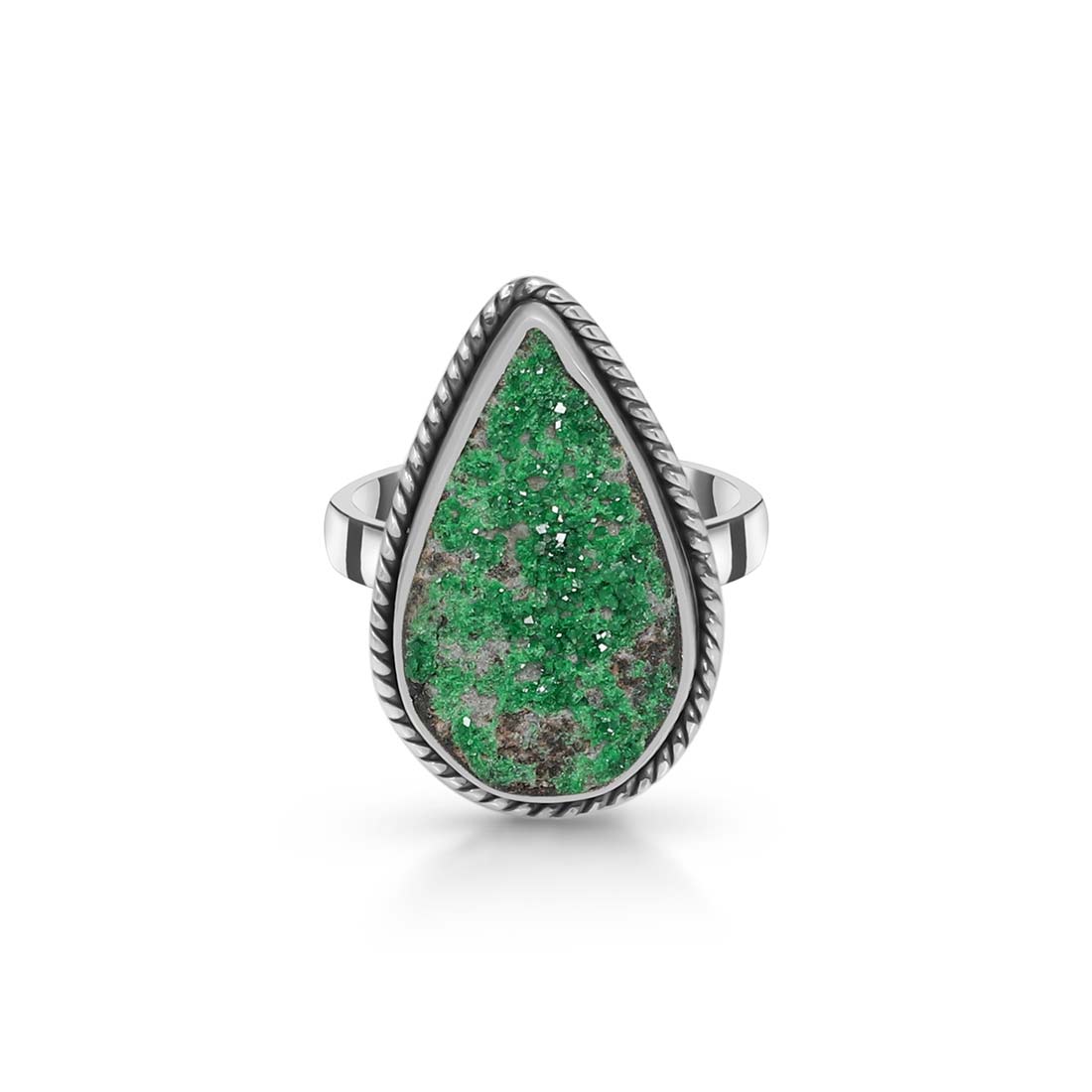 Uvarovite Druzy Ring-(UVR-R-11.)