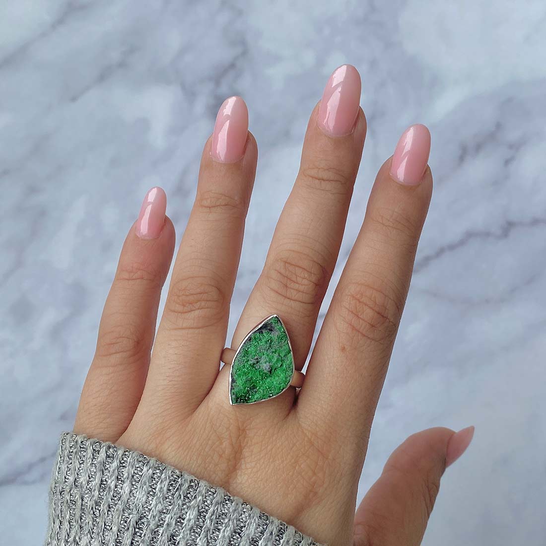 Uvarovite Druzy Ring-(UVR-R-13.)