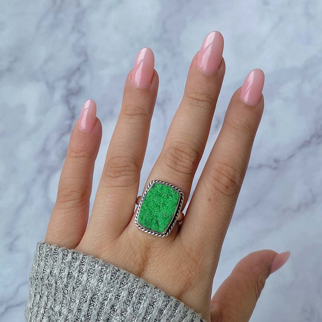 Uvarovite Druzy Ring-(UVR-R-17.)